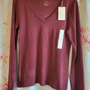 a new day Maroon Long Sleeve Top